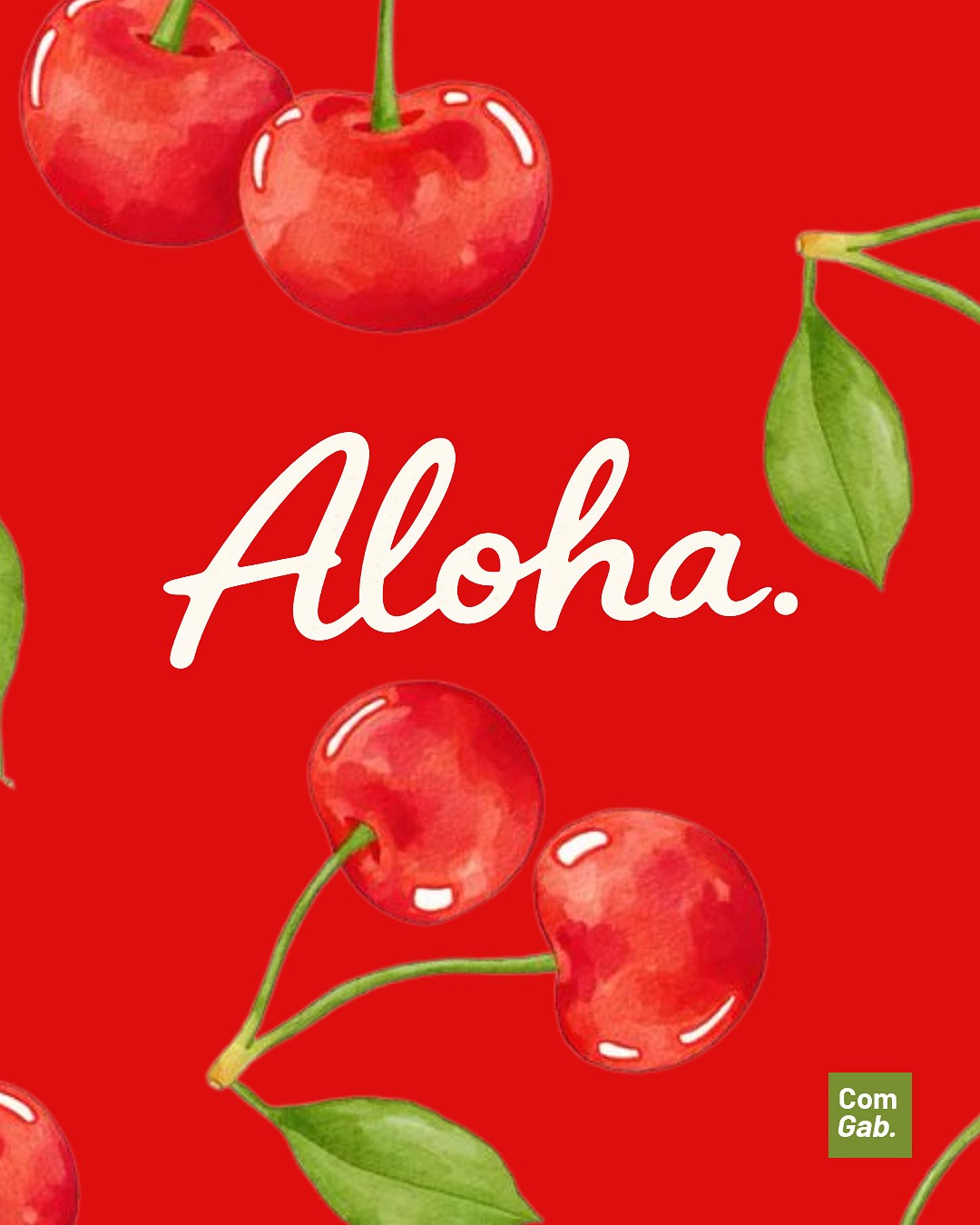 Visuel Aloha avec cerises sur fond rouge