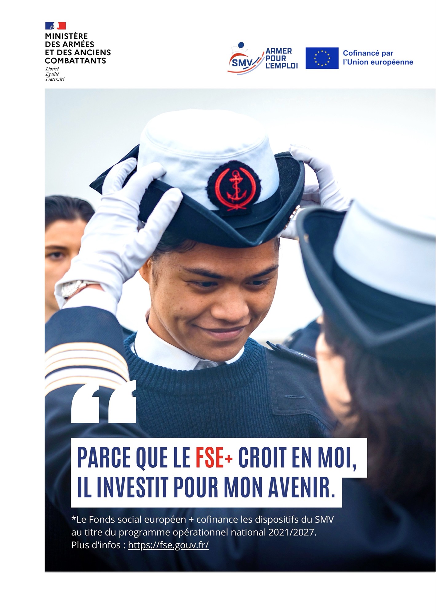 Affiche SMV, jeune marin recevant son bachi